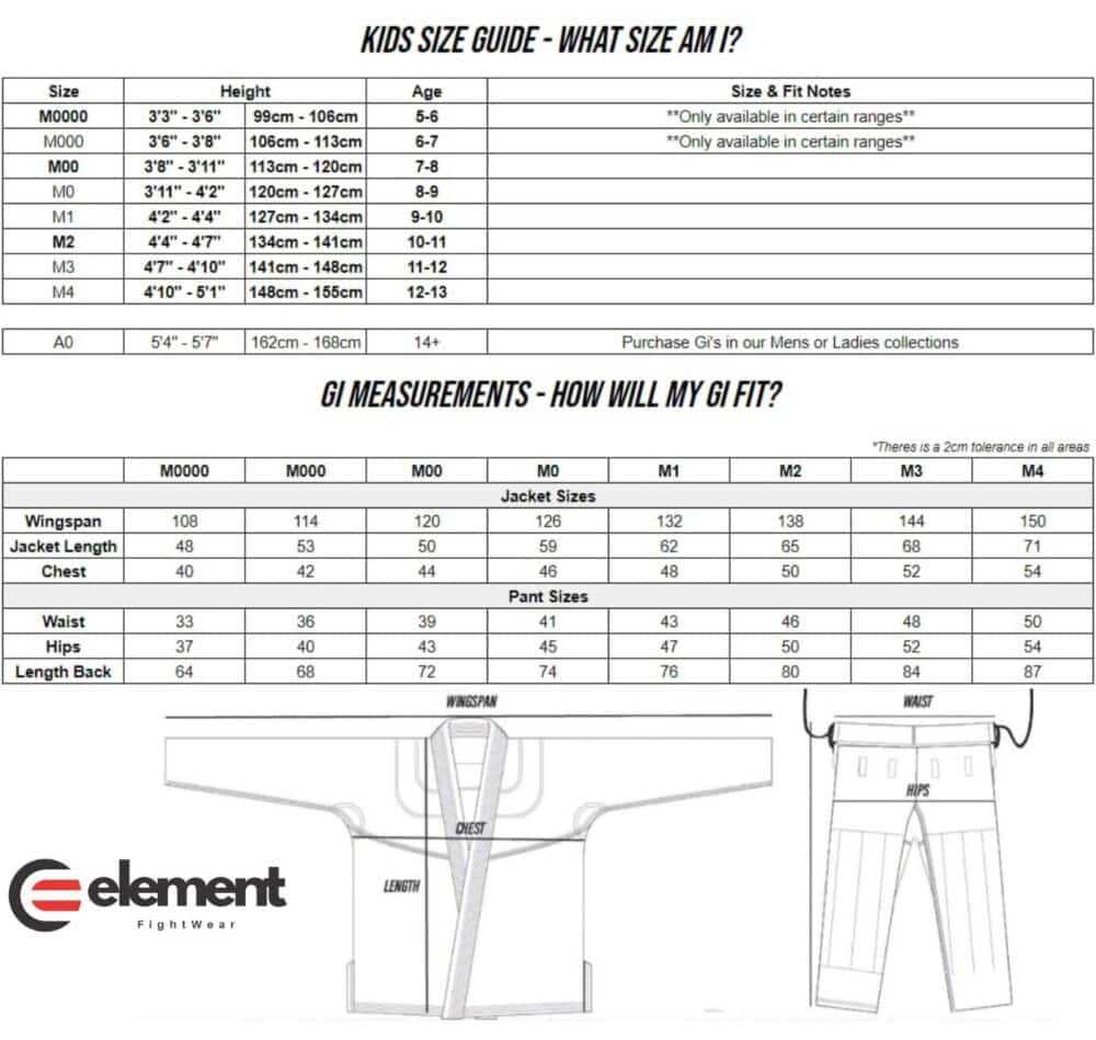 Kids Size Chart Element